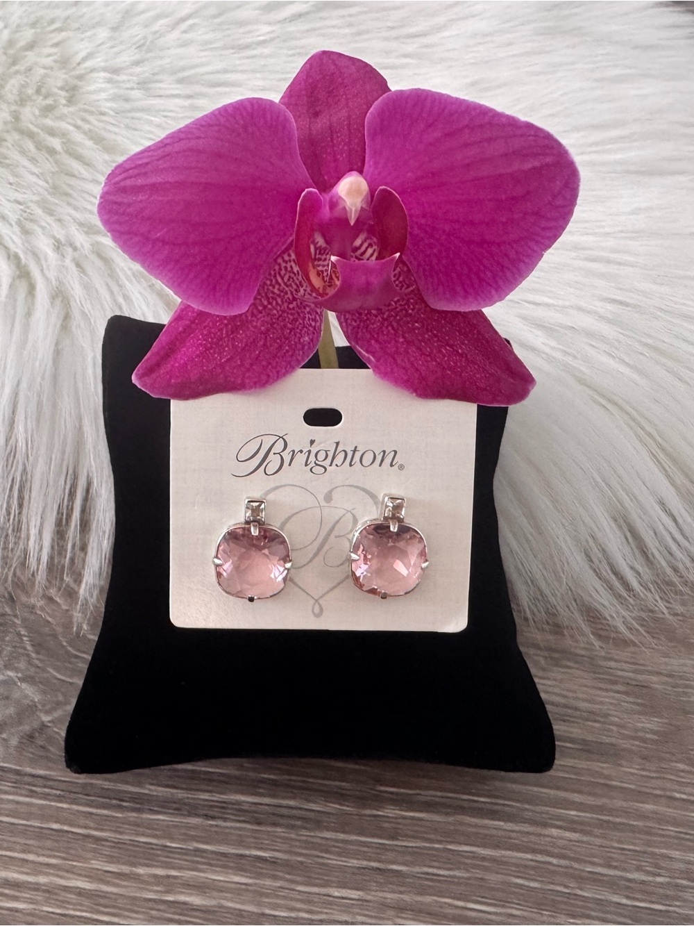 💕BRIGHTON Pink Crystal Silver Post Earrings